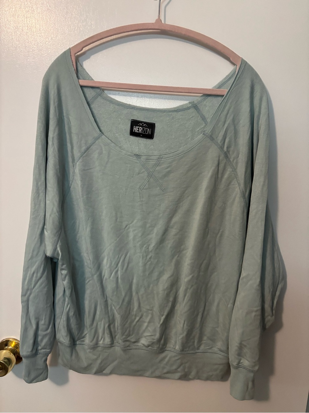 Loungewear Athleisure Off Shoulder HERIZON Aqua Pullover Oversized Sweatshirt